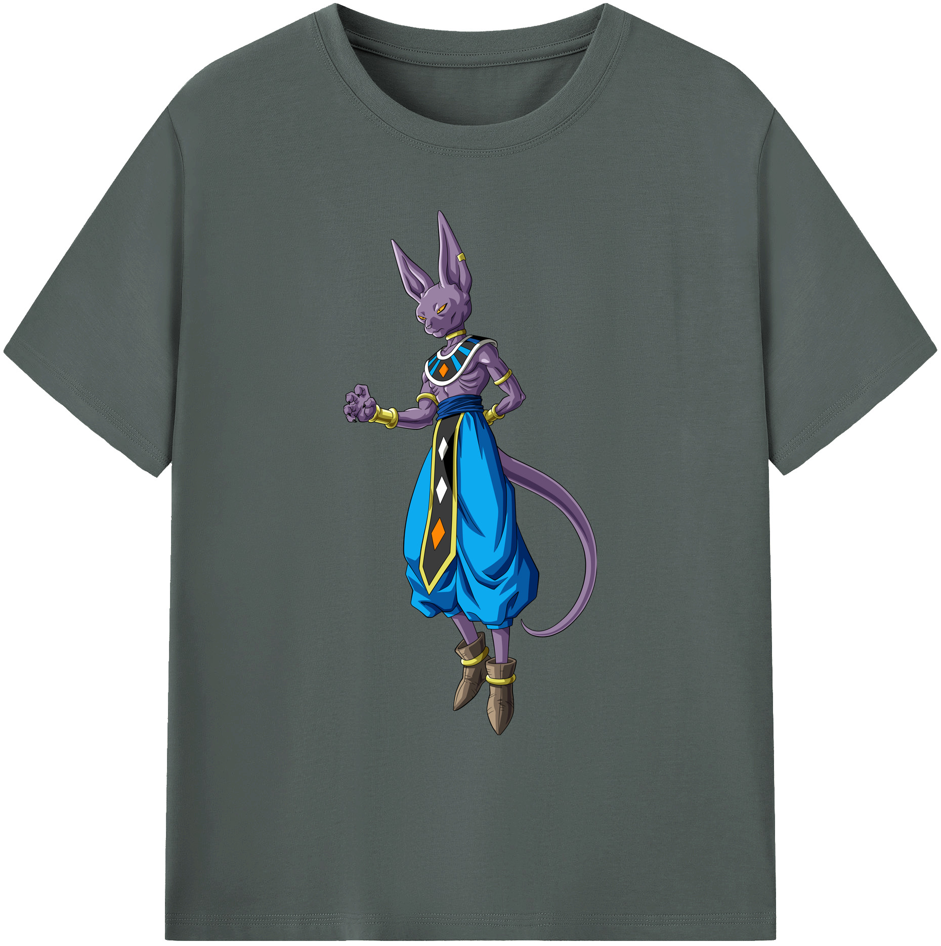 （画像用） ドラゴンボール ビルス 破壊神ビルス DRAGON BALL Beerus Birusu 綿100％ メンズ半袖Tシャツ｜肌触りやわらか＆通気性